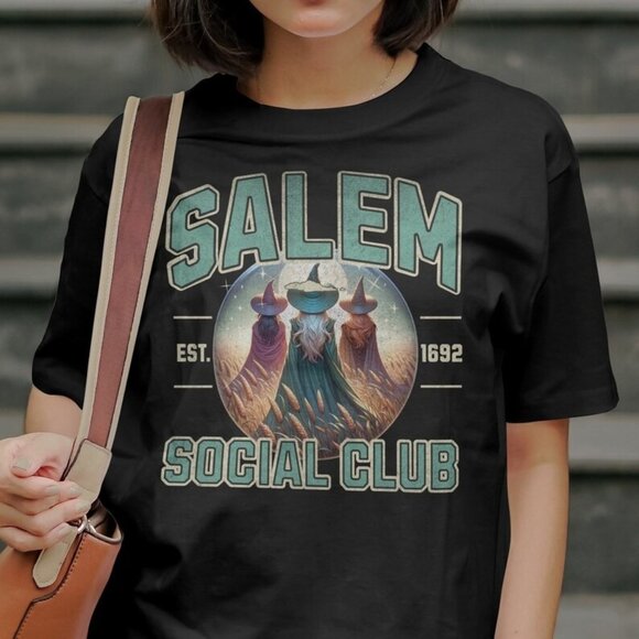 Tops - Salem Social Club Shirt, Vintage Halloween, Witchy Shirt, Salem 1692